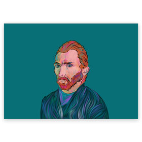 Поздравительная открытка с принтом Ван Гог в Новосибирске, 100% бумага | плотность бумаги 280 г/м2, матовая, на обратной стороне линовка и место для марки
 | art | artist | background | beard | creativity | face | impressionism | look | man | picture | portrait | purple | red | van gogh | борода | ван | взгляд | гог | импрессионизм | искусство | картина | лицо | мужчина | портрет | рыжий | творчество | фиолето
