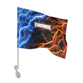 Флаг для автомобиля с принтом FORTNITE STORM в Новосибирске, 100% полиэстер | Размер: 30*21 см | 2019 | armor | armour | cybersport | esport | fortnite | game | llama | logo | thunder | броня | игра | киберспорт | лама | молнии | фиолетовый | фирменные цвета | фортнайт