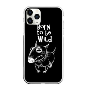 Чехол для iPhone 11 Pro матовый с принтом Born to be wild в Новосибирске, Силикон |  | Тематика изображения на принте: angry | animals | authority | b | black and white | bull terrier | bully | cool | dog | fight | illustration | swag | thug | wild | авторитет | бандит | бойцовый | бультерьер | дикий | животные | злой | иллюстрация | крутой | надпись | ошейник | п