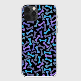 Чехол для iPhone 12 Pro Max с принтом Косточки в Новосибирске, Силикон |  | blue | bones | camouflage | dainty | disguise | dog handler | doggy | lilac | pattern | purple | камуфляж | кинолог | кости | лакомство | маскировка | синие | сиреневые | собачье | узор | фиолетовые