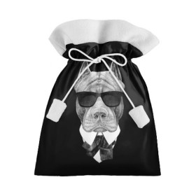 Подарочный 3D мешок с принтом Питбуль в Новосибирске, 100% полиэстер | Размер: 29*39 см | Тематика изображения на принте: animals | black | black and white | cool | dog | fight | gentleman | head | illustration | pitbull | swag | white | авторитет | белая | бойцовый | галстук бабочка | голова | джентльмен | животные | иллюстрация | костюм | крутой | очки | 