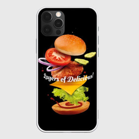 Чехол для iPhone 12 Pro Max с принтом Гамбургер в Новосибирске, Силикон |  | bun | cheese | cucumber | explosion | hamburger | ingredients | inscription | ketchup | meat | onion | salad | sesame | share | tomato | tomatoes | булочка | взрыв | гамбургер | доля | ингредиенты | кетчуп | кунжут | лук | мясо | надпись | огурец | помидо