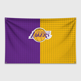 Флаг-баннер с принтом Lakers (1) в Новосибирске, 100% полиэстер | размер 67 х 109 см, плотность ткани — 95 г/м2; по краям флага есть четыре люверса для крепления | ball | basket | basketball | kobu | lakers | lebron | los angeles | баскетбол | коюи | леброн | лейкерс | лос анджелис