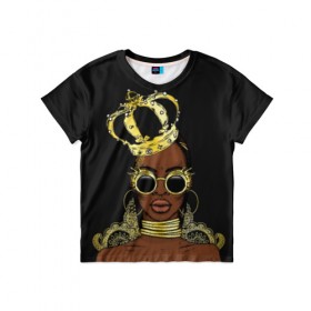 Детская футболка 3D с принтом Африканская королева в Новосибирске, 100% гипоаллергенный полиэфир | прямой крой, круглый вырез горловины, длина до линии бедер, чуть спущенное плечо, ткань немного тянется | Тематика изображения на принте: 