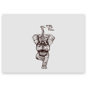 Поздравительная открытка с принтом Yoga time в Новосибирске, 100% бумага | плотность бумаги 280 г/м2, матовая, на обратной стороне линовка и место для марки
 | Тематика изображения на принте: animal | culture | elephant | graphics | india | indian | meditation | posture | stand | yoga | графика | животное | индийский | индия | йога | культура | медитация | слон | стойка