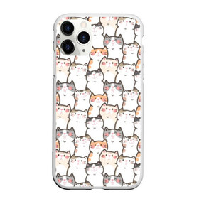 Чехол для iPhone 11 Pro Max матовый с принтом Кошки в Новосибирске, Силикон |  | animal | cats | ears | funny | illustration | kittens | mustache | pink | ruddy | sad | весёлые | грустные | животное | иллюстрация | коты | котята | розовые | румяные | усы | уши