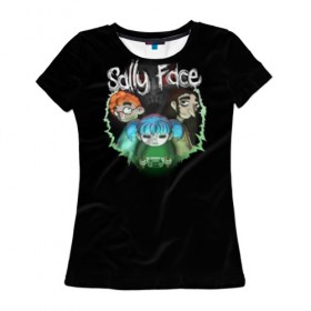 Женская футболка 3D с принтом Todd,Sally,Larry в Новосибирске, 100% полиэфир ( синтетическое хлопкоподобное полотно) | прямой крой, круглый вырез горловины, длина до линии бедер | larry | sally | sally face | todd | todd morrison | в маске | друзья | ларри | маска | персонажи | салли | трое | троица | шрам