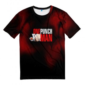 Мужская футболка 3D с принтом One-Punch Man в Новосибирске, 100% полиэфир | прямой крой, круглый вырез горловины, длина до линии бедер | one | one punch man | бесправный ездок | бласт | бэнг | ванпанчмен | генос | демон киборг | лысый плащ | ниндзя | сайтама | сверхзвуковой соник | серебряный клык | тацумаки | человек один удар