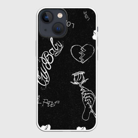Чехол для iPhone 13 mini с принтом LIl Peep (Broken) в Новосибирске,  |  | baby | broken | cry | lil | lil peep | peep | rap | rose | лил | лил пип | пип | реп | роза | сердце