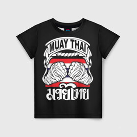 Детская футболка 3D с принтом Muay Thai в Новосибирске, 100% гипоаллергенный полиэфир | прямой крой, круглый вырез горловины, длина до линии бедер, чуть спущенное плечо, ткань немного тянется | fight | muay thai | thai boxing | ufc | бокс | ката | кикбоксин | лаос | лоу кик | муай | мьянма | поединок | таиланд | тай | тайский | таолу