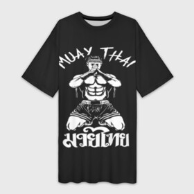 Платье-футболка 3D с принтом Muay Thai в Новосибирске,  |  | fight | muay thai | thai boxing | ufc | бокс | ката | кикбоксин | лаос | лоу кик | муай | мьянма | поединок | таиланд | тай | тайский | таолу