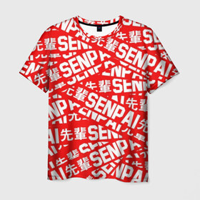 Мужская футболка 3D с принтом SENPAI в Новосибирске, 100% полиэфир | прямой крой, круглый вырез горловины, длина до линии бедер | ahegao | anime | kawai | kowai | oppai | otaku | senpai | sugoi | waifu | yandere | аниме | ахегао | ковай | культура | отаку | сенпай | тренд | яндере