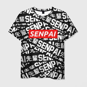 Мужская футболка 3D с принтом SENPAI в Новосибирске, 100% полиэфир | прямой крой, круглый вырез горловины, длина до линии бедер | ahegao | anime | kawai | kowai | oppai | otaku | senpai | sugoi | waifu | yandere | аниме | ахегао | ковай | культура | отаку | сенпай | тренд | яндере