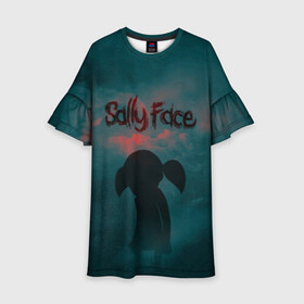 Детское платье 3D с принтом Sally Face (Силуэт). в Новосибирске, 100% полиэстер | прямой силуэт, чуть расширенный к низу. Круглая горловина, на рукавах — воланы | face | game | horror | larry | sally | sally face | sanity s fall | игра | ларри | мальчик с протезом | салли | салли фейс | ужасы