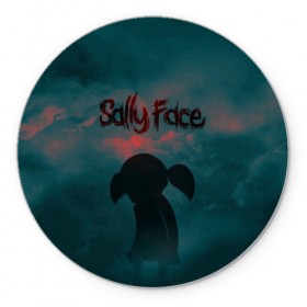 Коврик для мышки круглый с принтом Sally Face (Силуэт). в Новосибирске, резина и полиэстер | круглая форма, изображение наносится на всю лицевую часть | face | game | horror | larry | sally | sally face | sanity s fall | игра | ларри | мальчик с протезом | салли | салли фейс | ужасы