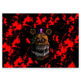 Поздравительная открытка с принтом Five Nights At Freddy s в Новосибирске, 100% бумага | плотность бумаги 280 г/м2, матовая, на обратной стороне линовка и место для марки
 | 5 ночей с фредди | five nights at freddys | foxy | аниматроники | игра | компьютерная игра | робот | фокси | фредди | фреди | чика