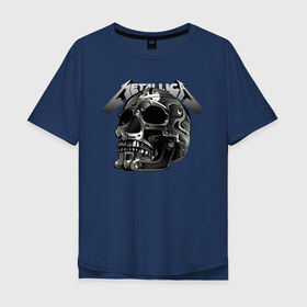 Мужская футболка хлопок Oversize с принтом Metallica в Новосибирске, 100% хлопок | свободный крой, круглый ворот, “спинка” длиннее передней части | metal | metallica | music | skull | thrash metal | underground | музыка | трэш металл | череп