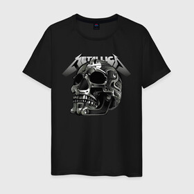 Мужская футболка хлопок с принтом Metallica в Новосибирске, 100% хлопок | прямой крой, круглый вырез горловины, длина до линии бедер, слегка спущенное плечо. | Тематика изображения на принте: metal | metallica | music | skull | thrash metal | underground | музыка | трэш металл | череп