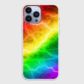 Чехол для iPhone 13 Pro Max с принтом RAINBOW THUNDER | РАДУЖНЫЕ МОЛНИИ в Новосибирске,  |  | Тематика изображения на принте: battle | battle fire | battle thunder | blue | fire | rainbow | red | texture | thunder | битва | битва молний | битва огней | гроза | молнии | радуга | текстура