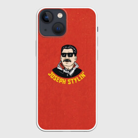 Чехол для iPhone 13 mini с принтом Иосиф Сталин в Новосибирске,  |  | ussr | звезда | иосиф | красный | модный | молот | надпись | очки | патриот | патриотизм | республик | рсфср | серп | снг | советский | советских | союз | ссср | сталин | страна | тренд | усы