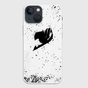 Чехол для iPhone 13 mini с принтом Черный логотип Хвост Феи на белом в Новосибирске,  |  | fairy tail | акнология | грей | демон | зереф | игнил | люси хартфилия | мавис вермилион | маг | маги | манга | нацу | нацу драгнил | сердце гримуара | тартарос | хвост феи | хэппи | эльза скарлет
