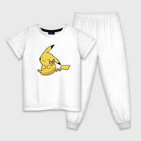 Детская пижама хлопок с принтом Пикачу в Новосибирске, 100% хлопок |  брюки и футболка прямого кроя, без карманов, на брюках мягкая резинка на поясе и по низу штанин
 | detective pikachu | pikachu | pokeball | pokemon | детектив пикачу | пикачу | покебол | покемон