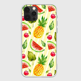 Чехол для iPhone 12 Pro Max с принтом Фрукты в Новосибирске, Силикон |  | hot | ornament | pattern | summer | vacation | ананас | арбуз | вишня | жара | лето | лист | море | морская | орнамент | отдых | отпуск | паттерн | пляж | солнце | узор | фрукты