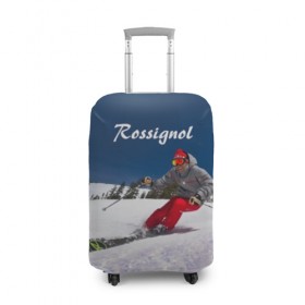 Чехол для чемодана 3D с принтом Rossignol в Новосибирске, 86% полиэфир, 14% спандекс | двустороннее нанесение принта, прорези для ручек и колес | france | movement | rossignol | snow | speed | вершина | горные лыжи | горы | движение | скорость | снег | франция