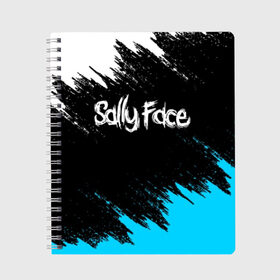 Тетрадь с принтом SALLY FACE в Новосибирске, 100% бумага | 48 листов, плотность листов — 60 г/м2, плотность картонной обложки — 250 г/м2. Листы скреплены сбоку удобной пружинной спиралью. Уголки страниц и обложки скругленные. Цвет линий — светло-серый
 | Тематика изображения на принте: face | game | horror | larry | sally | sally face | sanity s fall | брызги | игра | краски | ларри | мальчик с протезом | салли | салли фейс | ужасы