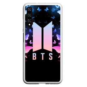 Чехол для Honor 20 с принтом BTS BUTTERFLIES в Новосибирске, Силикон | Область печати: задняя сторона чехла, без боковых панелей | Тематика изображения на принте: bangtan boys | bt21 | bts | bts army | bts stickers | butterflies | j hope | jimin | jin | jungkook | k pop | rap monster | rapmon | suga | v | бабочки | бтс | корея | стикеры bts