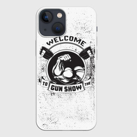 Чехол для iPhone 13 mini с принтом Gun show в Новосибирске,  |  | Тематика изображения на принте: bodybuilding | diet | exercise | fitness | gym | heath | motivation | muscle | phil | training | workout | бодибилдинг | мотивация | спорт | трансформация | фитнес | эстетичный