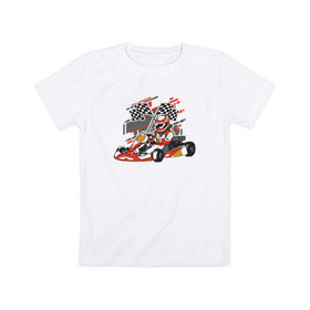 Детская футболка хлопок с принтом Картинг в Новосибирске, 100% хлопок | круглый вырез горловины, полуприлегающий силуэт, длина до линии бедер | cart | f1 | formula 1 | автомобиль | гонка | гонки | гоночные | гоночный | картинг | машина | суперкарт | формула 1