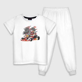 Детская пижама хлопок с принтом Картинг в Новосибирске, 100% хлопок |  брюки и футболка прямого кроя, без карманов, на брюках мягкая резинка на поясе и по низу штанин
 | cart | f1 | formula 1 | автомобиль | гонка | гонки | гоночные | гоночный | картинг | машина | суперкарт | формула 1