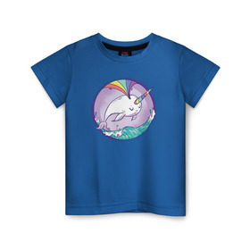 Детская футболка хлопок с принтом Нарвал в Новосибирске, 100% хлопок | круглый вырез горловины, полуприлегающий силуэт, длина до линии бедер | narwhal | единорог | летние | лето | море | нарвал | радуга | рыба | рыбы