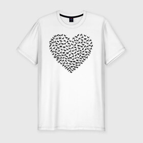 Мужская футболка премиум с принтом Собаковое сердце. в Новосибирске, 92% хлопок, 8% лайкра | приталенный силуэт, круглый вырез ворота, длина до линии бедра, короткий рукав | животные | любовь | милые | прикольная | прикольный | сердечки | сердце | собаки | собачки