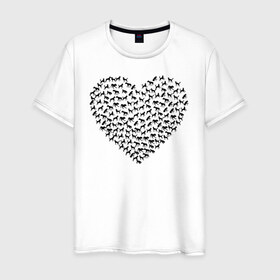 Мужская футболка хлопок с принтом Собаковое сердце. в Новосибирске, 100% хлопок | прямой крой, круглый вырез горловины, длина до линии бедер, слегка спущенное плечо. | животные | любовь | милые | прикольная | прикольный | сердечки | сердце | собаки | собачки