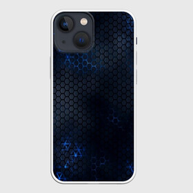 Чехол для iPhone 13 mini с принтом СТАЛЬНАЯ БРОНЯ | STEEL ARMOUR в Новосибирске,  |  | abstraction | cyber | cyberpunk | future | geometry | hexagon | neon | techno | texture | абстракция | броня | геометрия | кибер | краски | неон | неоновый | сетка | соты | стальная броня | текстура | шестигранники