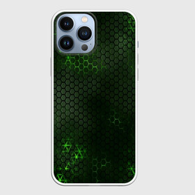 Чехол для iPhone 13 Pro Max с принтом ЗЕЛЕНАЯ БРОНЯ   GREEN STEEL в Новосибирске,  |  | abstraction | cyber | cyberpunk | future | geometry | hexagon | neon | techno | texture | абстракция | броня | геометрия | кибер | краски | неон | неоновый | сетка | соты | стальная броня | текстура | шестигранники