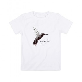 Детская футболка хлопок с принтом Птица Абстракция в Новосибирске, 100% хлопок | круглый вырез горловины, полуприлегающий силуэт, длина до линии бедер | абстракция | горы | лес | надписи | надпись | природа | птица | птицы