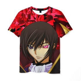 Мужская футболка 3D с принтом Code Geass (Лелуш Ламперуж). в Новосибирске, 100% полиэфир | прямой крой, круглый вырез горловины, длина до линии бедер | абстракция | аниме | код гиас | лелуш британский | лелуш ламберг | лелуш ламперуж | текстура