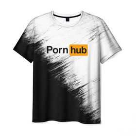 Мужская футболка 3D с принтом Pornhub в Новосибирске, 100% полиэфир | прямой крой, круглый вырез горловины, длина до линии бедер | Тематика изображения на принте: brazzers | браззерс