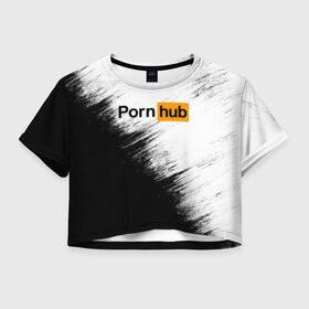 Женская футболка Cropp-top с принтом Pornhub в Новосибирске, 100% полиэстер | круглая горловина, длина футболки до линии талии, рукава с отворотами | brazzers | браззерс