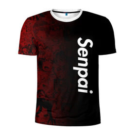 Мужская футболка 3D спортивная с принтом Senpai (Ahegao) в Новосибирске, 100% полиэстер с улучшенными характеристиками | приталенный силуэт, круглая горловина, широкие плечи, сужается к линии бедра | 2 versia | ahegao | anime | manga | paint | red | sempai | senpai | sup | supreme | trend | white | аниме | белый | манга | семпай | сенпай | суп | суприм