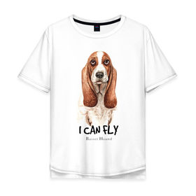 Мужская футболка хлопок Oversize с принтом Бассет-хаунд в Новосибирске, 100% хлопок | свободный крой, круглый ворот, “спинка” длиннее передней части | Тематика изображения на принте: dog | бассет | бассет хаунд | собака | собаки | хаунд