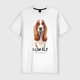 Мужская футболка хлопок Slim с принтом Бассет-хаунд в Новосибирске, 92% хлопок, 8% лайкра | приталенный силуэт, круглый вырез ворота, длина до линии бедра, короткий рукав | Тематика изображения на принте: dog | бассет | бассет хаунд | собака | собаки | хаунд
