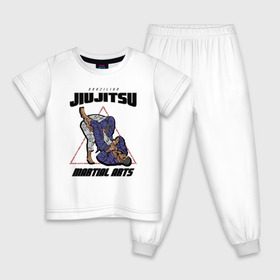 Детская пижама хлопок с принтом Джиу-джитсу в Новосибирске, 100% хлопок |  брюки и футболка прямого кроя, без карманов, на брюках мягкая резинка на поясе и по низу штанин
 | Тематика изображения на принте: jiu jitsu | джиу джитсу | джиу джицу