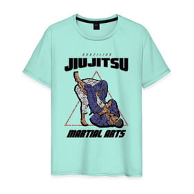 Мужская футболка хлопок с принтом Джиу-джитсу в Новосибирске, 100% хлопок | прямой крой, круглый вырез горловины, длина до линии бедер, слегка спущенное плечо. | Тематика изображения на принте: jiu jitsu | джиу джитсу | джиу джицу