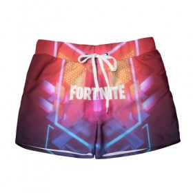 Женские шорты 3D с принтом FORTNITE SEASON 9 в Новосибирске, 100% полиэстер | прямой крой, два кармана без застежек по бокам. Мягкая трикотажная резинка на поясе, внутри которой широкие завязки. Длина до середины бедра | 2019 | armor | armour | cybersport | esport | fortnite | game | logo | season 9 | броня | игра | киберспорт | сезон 9 | фиолетовый | фортнайт