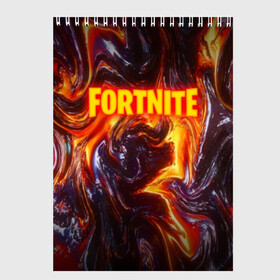 Скетчбук с принтом FORTNITE LIQUID FIRE в Новосибирске, 100% бумага
 | 48 листов, плотность листов — 100 г/м2, плотность картонной обложки — 250 г/м2. Листы скреплены сверху удобной пружинной спиралью | Тематика изображения на принте: 2019 | armor | armour | cybersport | esport | fortnite | game | llama | logo | броня | игра | киберспорт | лава. | лама | фиолетовый | фирменные цвета | фортнайт