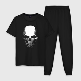 Мужская пижама хлопок с принтом GHOST RECON в Новосибирске, 100% хлопок | брюки и футболка прямого кроя, без карманов, на брюках мягкая резинка на поясе и по низу штанин
 | bones | breakpoint | ghost | ghost recon | ghost recon breakpoint | logo | mask | skell technology | skull | tom clancys | tom clancys ghost recon breakpoint | wildlands | лого | маска | призрак | череп